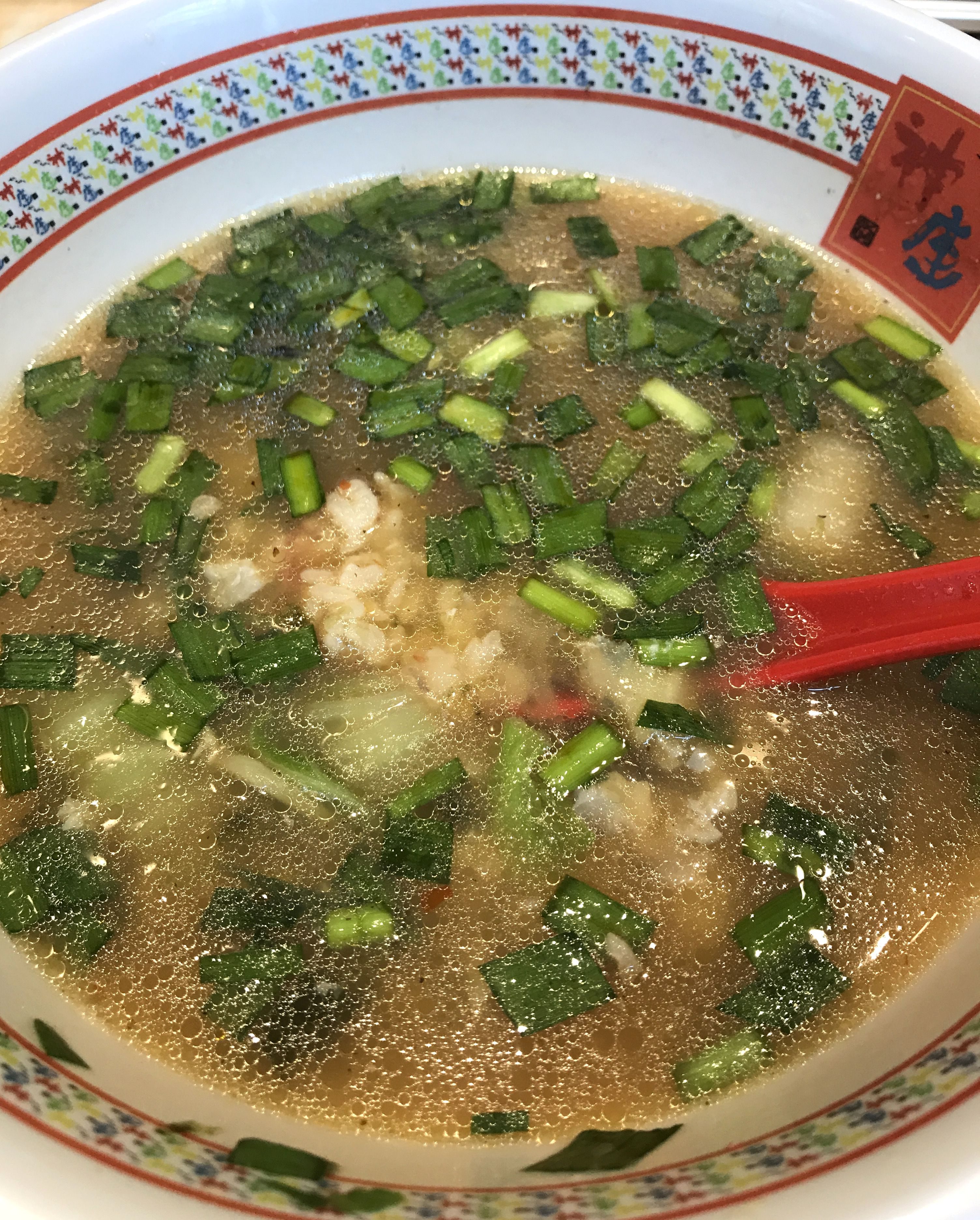 ニラを足した神座のラーメン雑炊