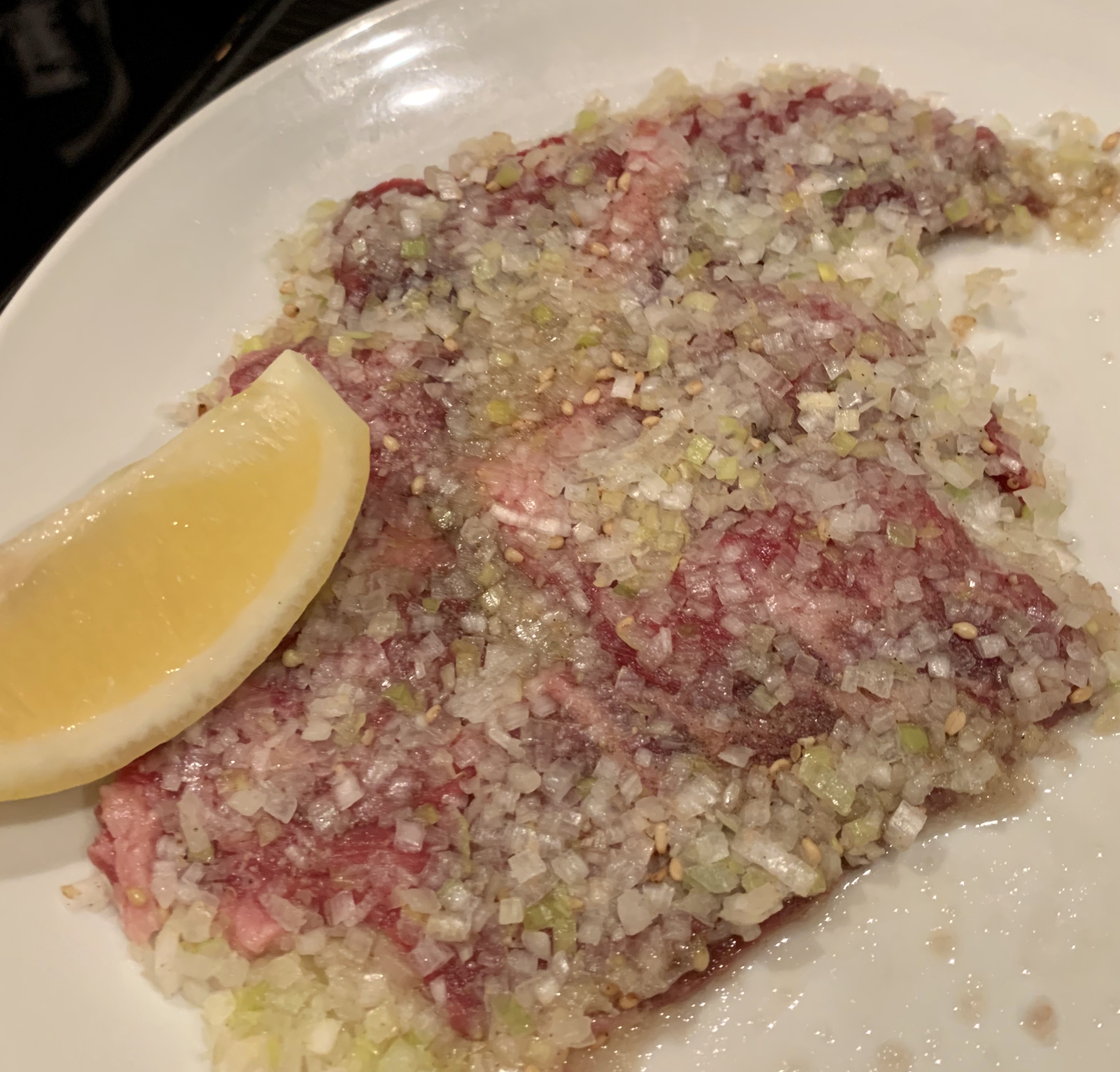 自由が丘の焼肉屋「漢江」のネギ塩ハラミ1